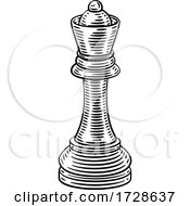 Queen Chess Piece Vintage Woodcut Style Concept