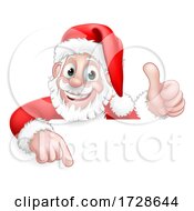Poster, Art Print Of Santa Claus Christmas Peeking Pointing Cartoon