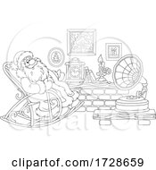Poster, Art Print Of Christmas Santa Sitting In A Rocking Chair And Listening To Music On A Phonograph