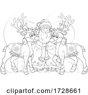 Poster, Art Print Of Christmas Santa With Reindeer
