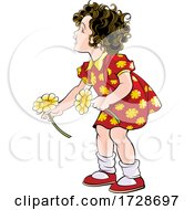 Poster, Art Print Of Little Girl Picking Flowers