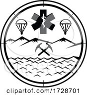 Poster, Art Print Of Land Sea Air Rescue Icon Sign Symbol Black And White