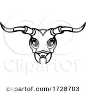 Poster, Art Print Of Head Of A Long Horned Beetle Front View Mascot Black And White