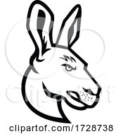 Poster, Art Print Of Head Of An Angry Kangaroo Side View Mascot Black And White