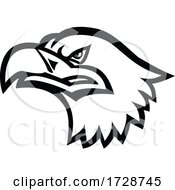 Poster, Art Print Of Head Of A Eurasian Sea Eagle Or Gray Sea Eagle Side View Mascot Black And White