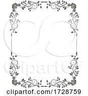 Black And White Floral Rose Frame by Vector Tradition SM