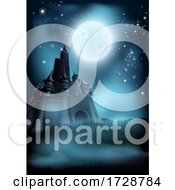 Poster, Art Print Of Spooky Scary Haunted Castle Background Concept