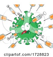 Virus Being Attacked By Vaccines Syringes