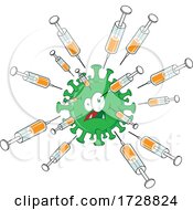 Poster, Art Print Of Virus Being Attacked By Vaccines Syringes