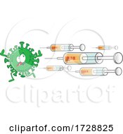 Poster, Art Print Of Virus Being Attacked By Vaccines Syringes