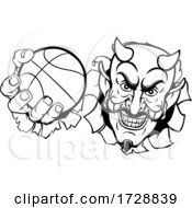 Poster, Art Print Of Devil Satan Basketball Sports Mascot Cartoon