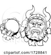 Poster, Art Print Of Viking Cricket Ball Sports Mascot Cartoon