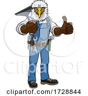 Poster, Art Print Of Eagle Car Or Window Cleaner Holding Squeegee