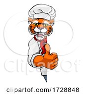 Poster, Art Print Of Tiger Chef Mascot Sign Cartoon Character
