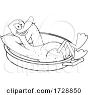 Poster, Art Print Of Black And White Lucky Plucked Duck Kicking Back In A Pan