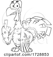 Poster, Art Print Of Black And White Mad Turkey Bird Holding Up A Middle Finger