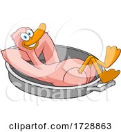 Lucky Plucked Duck Kicking Back In A Pan