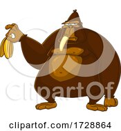 Grumpy Gorilla Eating A Banana