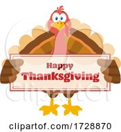 Turkey Bird Holding A Happy Thanksgiving Sign by Hit Toon