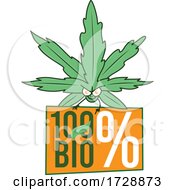 Poster, Art Print Of Cannabis Marijuana Pot Leaf Mascot Over A Bio Sign