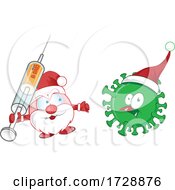 Poster, Art Print Of Santa Facing Corona Virus With A Vaccine