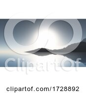 Poster, Art Print Of 3d Landscape With Island Reflected In The Ocean