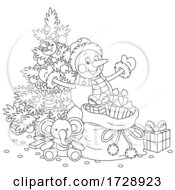 Poster, Art Print Of Christmas Snowman Santa By A Tree