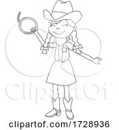 Poster, Art Print Of Black And White Cowgirl Holding A Rope