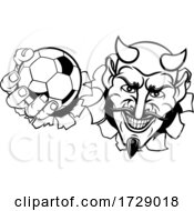 Devil Soccer Football Ball Sports Mascot Cartoon