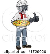 Poster, Art Print Of Wolf Pizza Chef Cartoon Restaurant Mascot