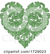 Poster, Art Print Of Love Heart Floral Woodcut Drawing Etching