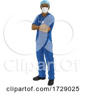 Poster, Art Print Of Doctor Or Nurse In Scrubs Uniform And Medical Ppe