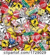 US Road Signs Background 3D Illustration by stockillustrations #COLLC1729029-0101