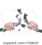 Hands Breaking Chain Links Freedom Design