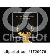 Poster, Art Print Of Christmas Background With Glittery Gold Deer Head