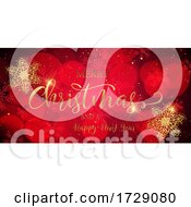 Poster, Art Print Of Christmas Banner With Glittery Snowflakes And Decorative Text