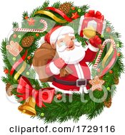 Poster, Art Print Of Santa In A Wreath