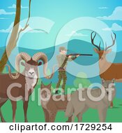 Poster, Art Print Of Hunter And Game Animals