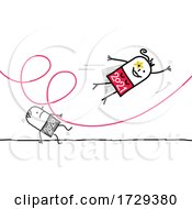 Poster, Art Print Of Stick Woman Year 2021 Super Hero Flying And Knocking Over 2020