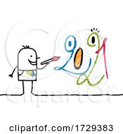 Stick Man Artist Painting New Year 2021 by NL shop