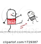 Poster, Art Print Of Stick Man New Year 2021 Kicking Out 2020