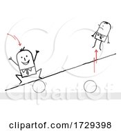 Poster, Art Print Of Stick Man Bouncing Another Off Of A Teeter Totter