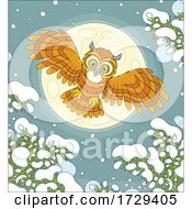 Poster, Art Print Of Owl Flying On A Snowy Winter Night