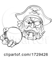 Pirate Cricket Ball Sports Mascot Cartoon