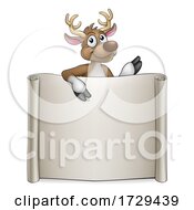 Christmas Reindeer Cartoon Sign by AtStockIllustration