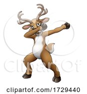 Poster, Art Print Of Christmas Reindeer Dabbing Dance Cartoon