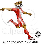 Poster, Art Print Of Wildcat Soccer Football Player Sports Mascot