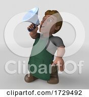 Poster, Art Print Of 3d Shop Keeper Man On A Shaded Background