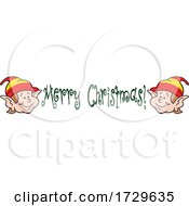 Poster, Art Print Of Happy Christmas Elf Faces And Merry Christmas Text