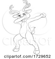 Poster, Art Print Of Christmas Reindeer Dabbing Dance Cartoon